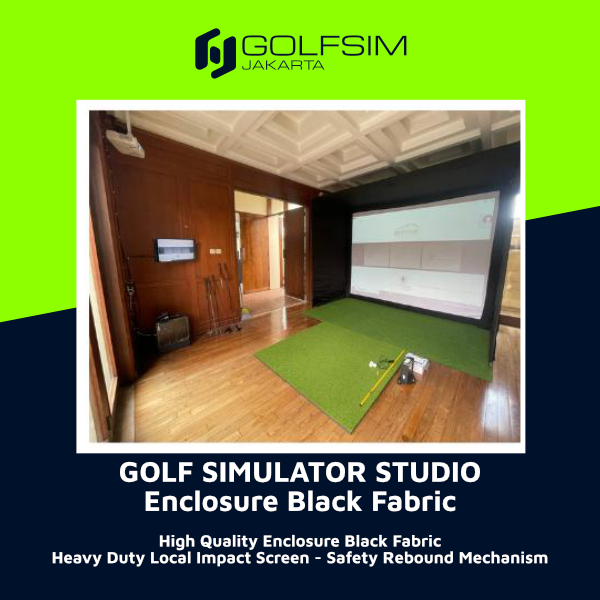 Golfsimjak - Golf Simulator Studio Enclosure Black Fabric